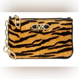 Micheal Kors Animal Print Calf Hair Parker Key Card Holder